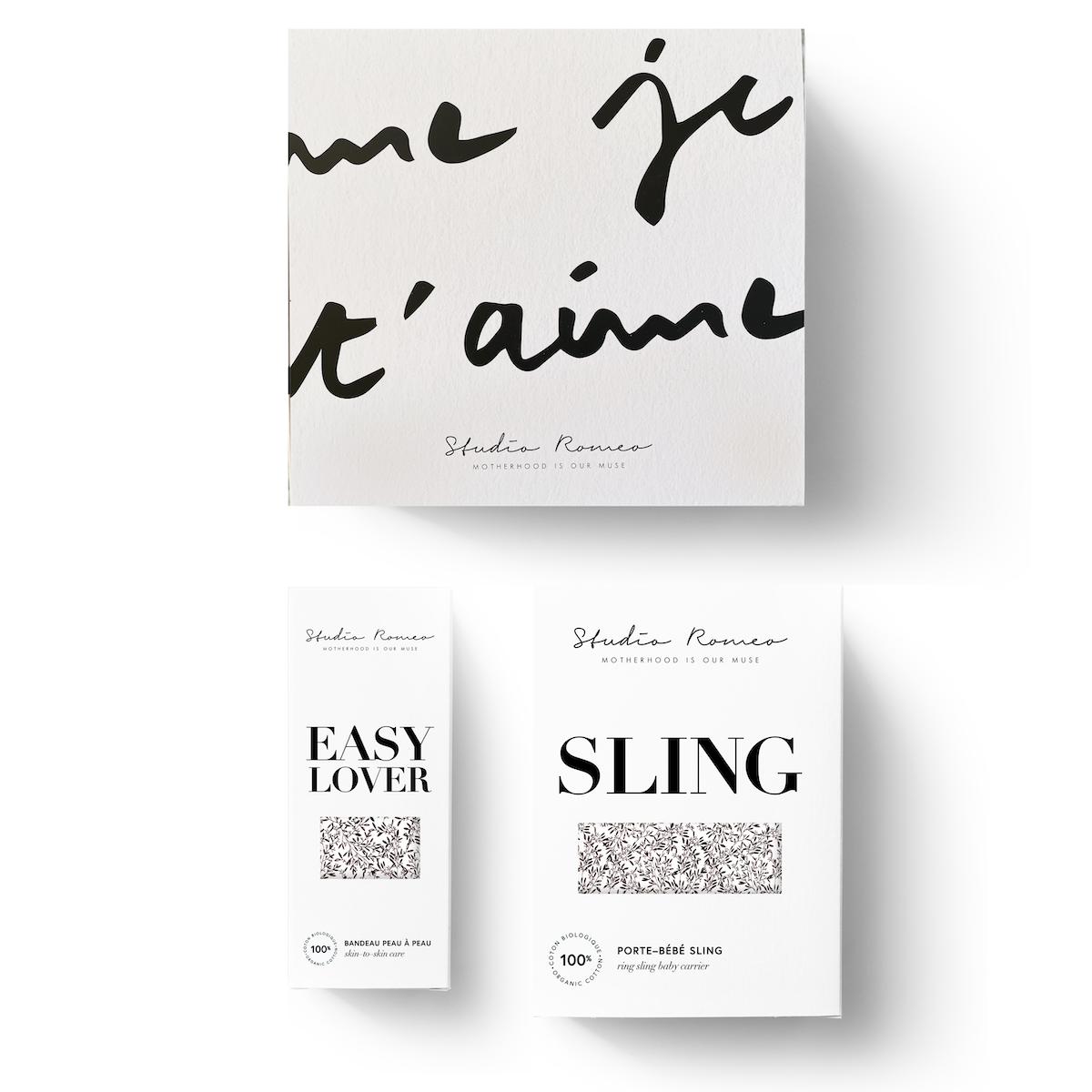 Coffret easy lover bandeau peau a peau et echarpe de portage sling flow studio romeo