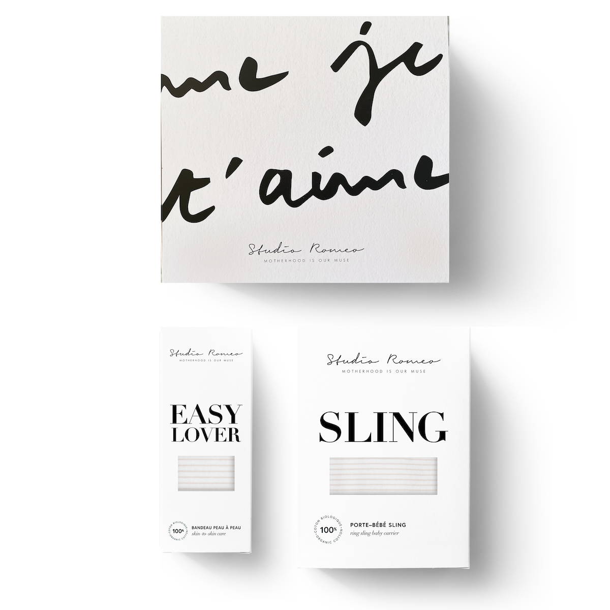 Coffret easy lover bandeau peau a peau et echarpe de portage sling linen studio romeo